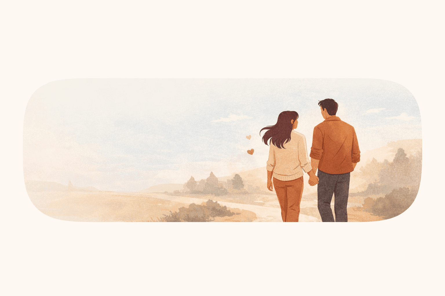 Illustration of a couple holding hands, representing a real relationship becoming more meaningful.